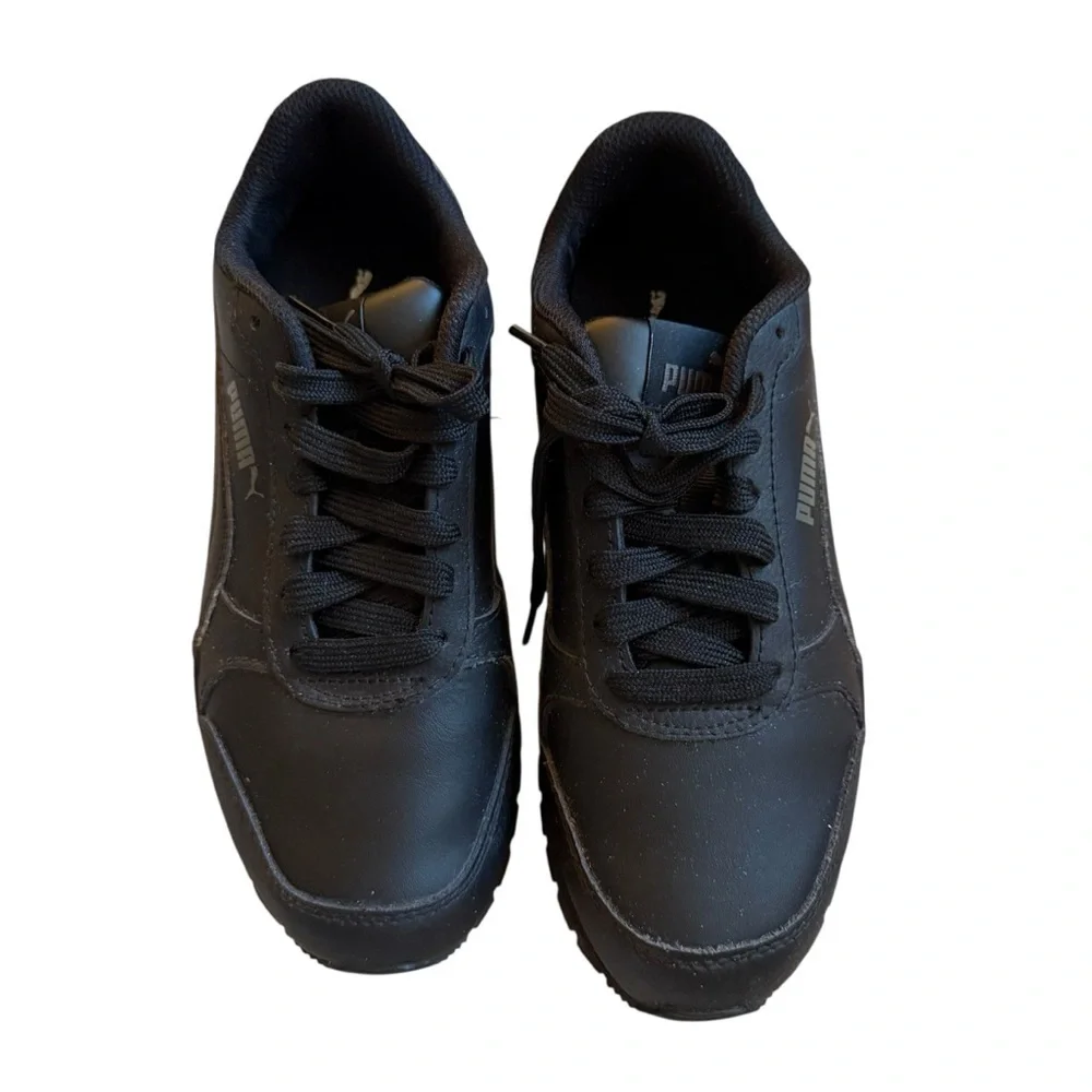 Puma|Big Kids' Black ST Runner v3 Leather Sneakers Lace-Up -Size 4.5C